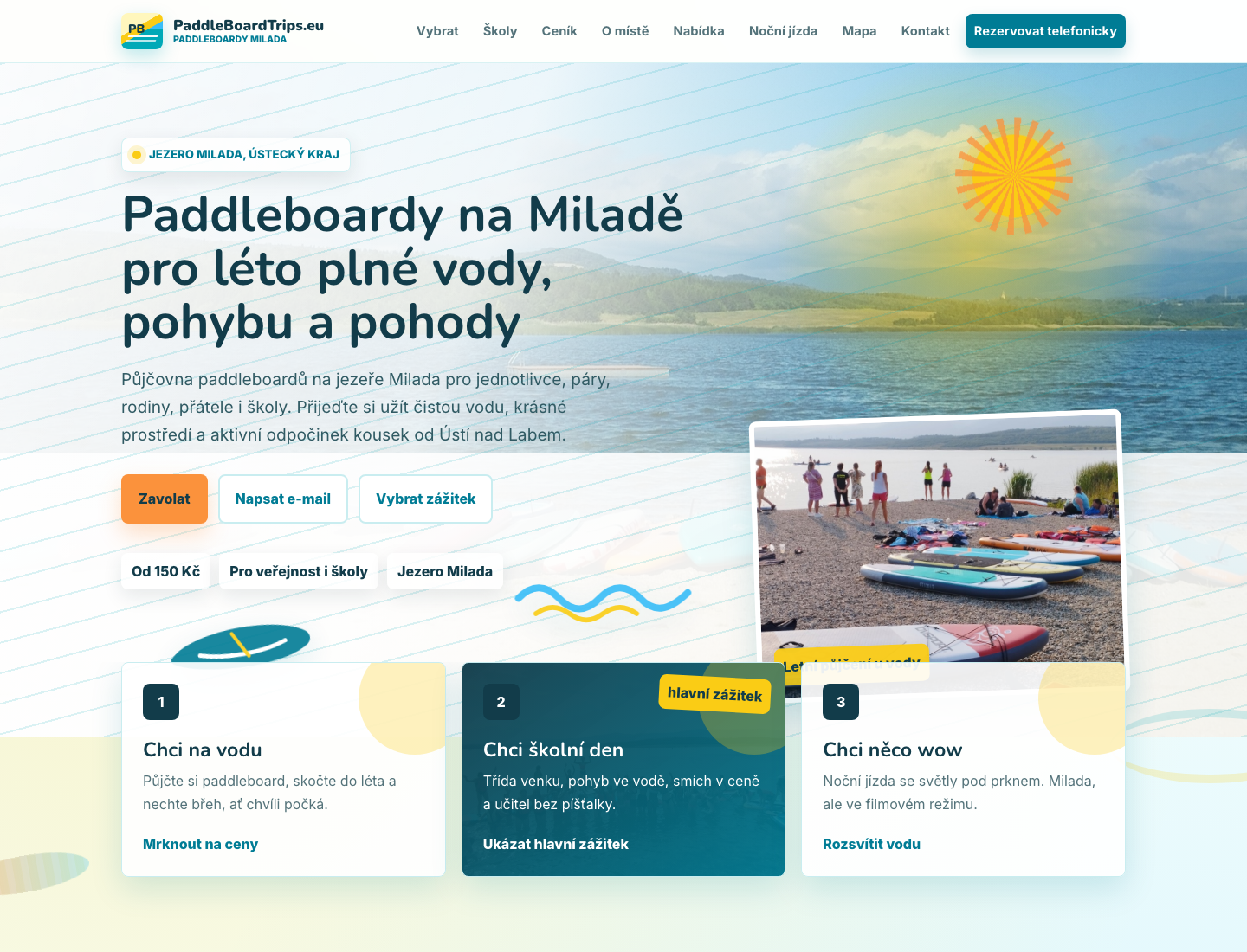 Web s rezervačním systémem pro půjčovnu paddleboardů